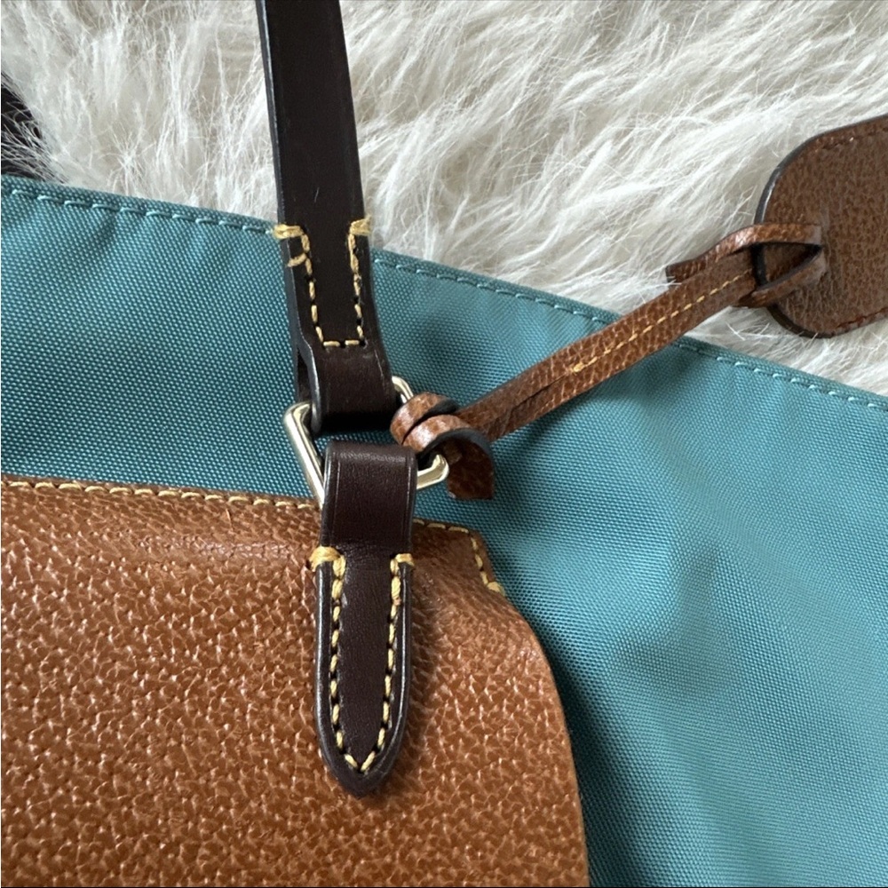 Dooney and Bourke Elegant Blue and Brown Tote Bag - Picture 16 of 16